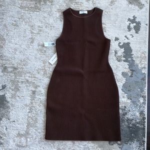 NTW Aritzia Babaton Sculpt Knit Racer Mini Dress in Brown (Coffee Bean)